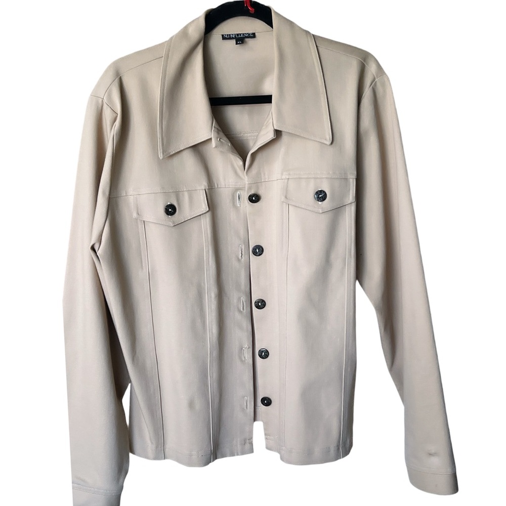 Nu Influence Beige Button-Front Blazer Jacket Siz… - image 1